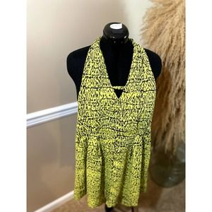 BCBG Chartreuse Neon Green Yellow Halter Halter Romper Size 6